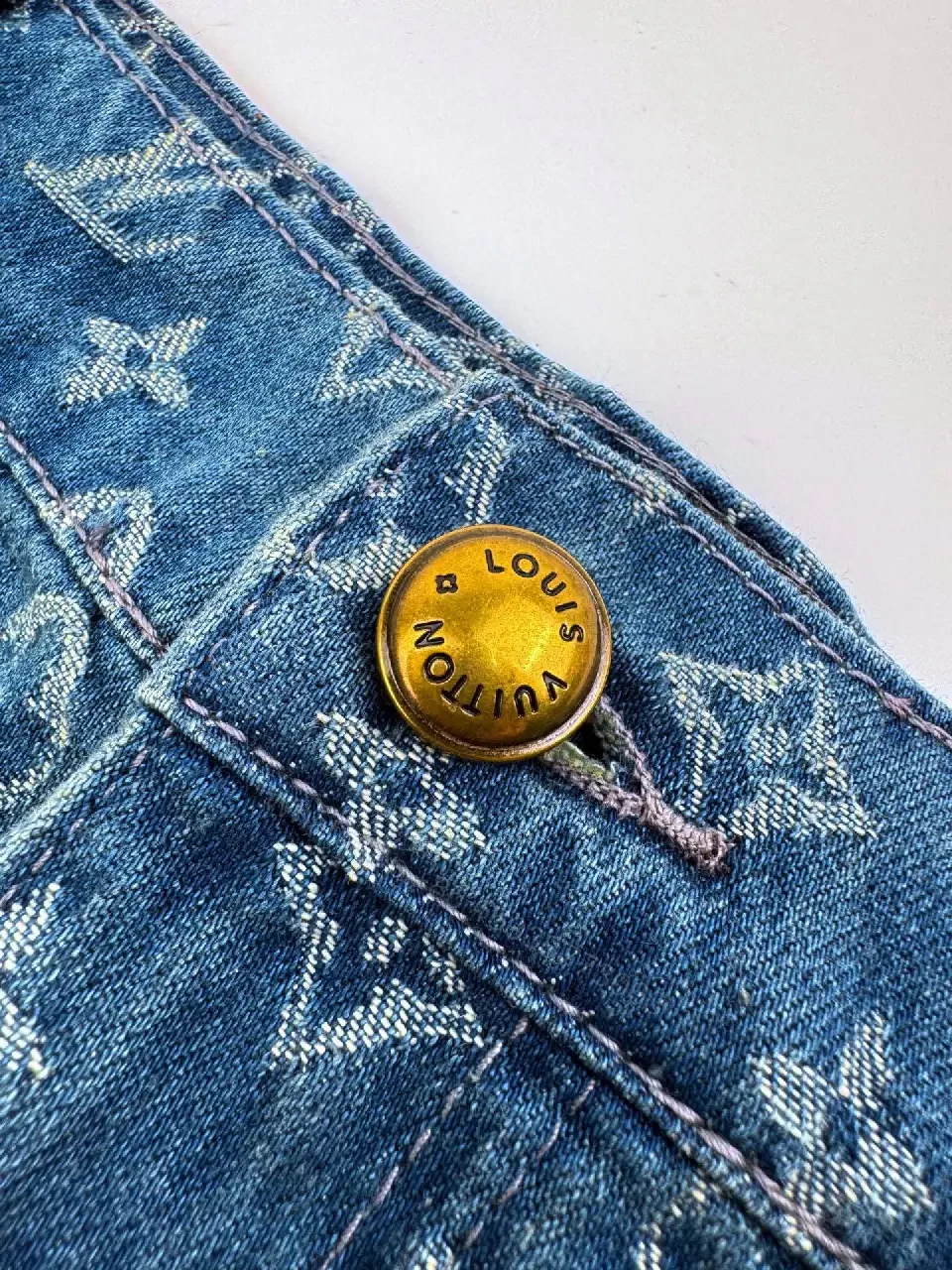 View 9 of Denim Monogram Bermuda Shorts – Signature LV Print, Elevated Comfort