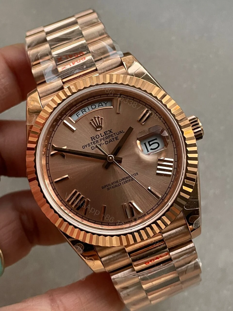 View 3 of GMF Factory 1:1 Rolex Day-Date 40mm 228235 904L RG Fluted Bezel Rose Gold Dial