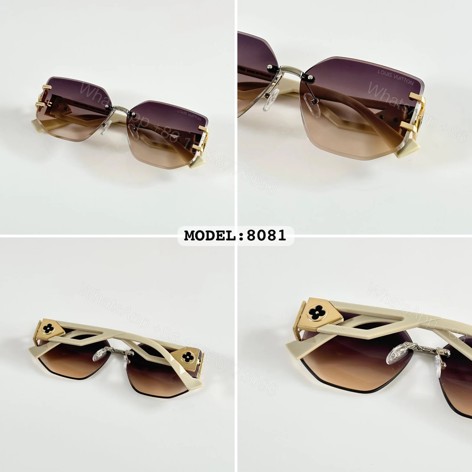 View 4 of Louis Vuitton 8081 Square Cream-White Brown Gradient