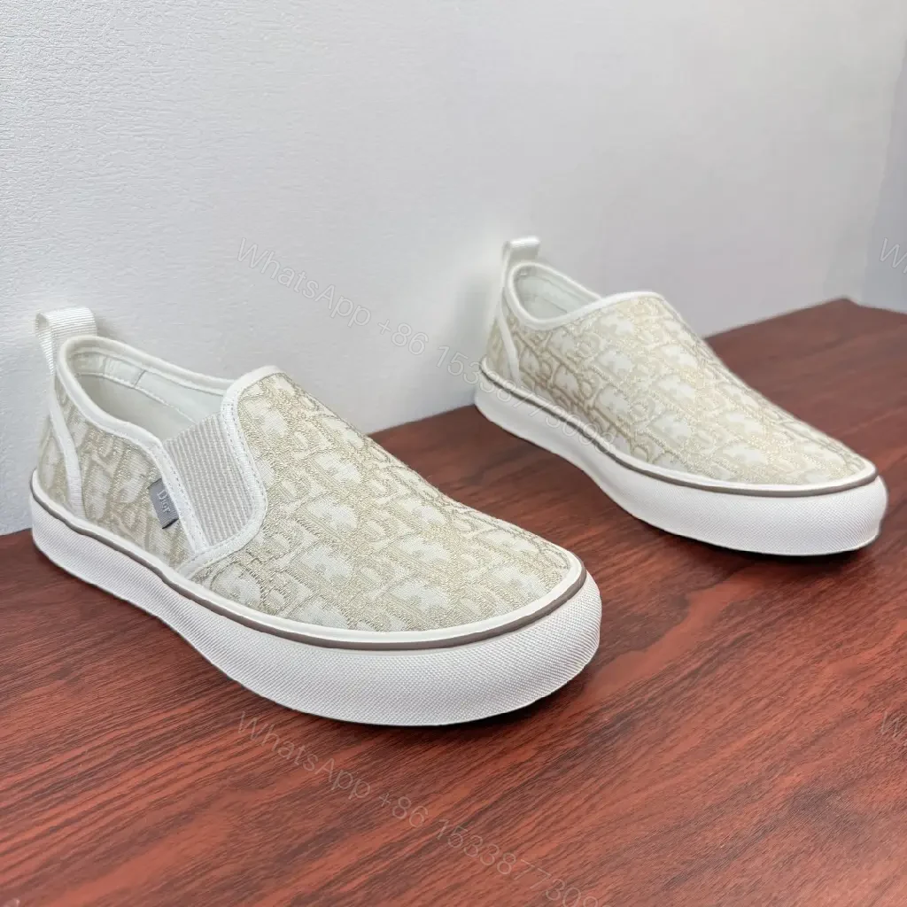 View 4 of Beige Leather Slip-On Fashion Sneakers