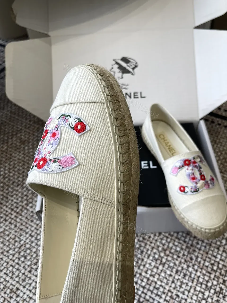 View 3 of Floral Embroidered Canvas Espadrille - Couture-Inspired Sneakers
