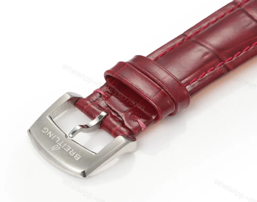 View 8 of GF Factory Breitling Women’s Navitimer Automatic Watch – Silver Dial with Red Leather Strap