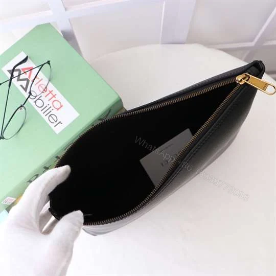 View 2 of Gucci Large Clutch Purse Black Leather GG Logo Web – WGR035