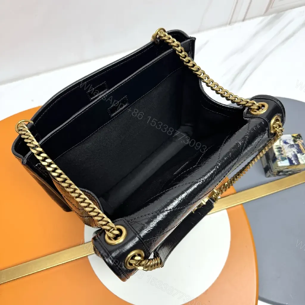 View 6 of Chic Black Quilted Leather Shoulder Bag with Gold Hardware