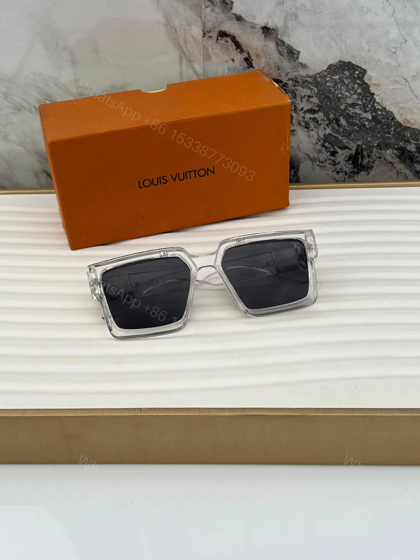 View 4 of Louis Vuitton Transparent Square Black Sunglasses