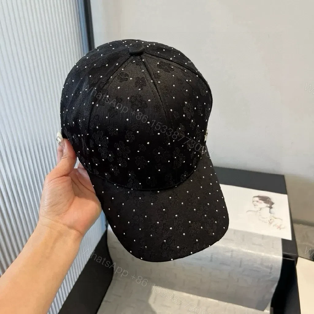 View 3 of Black Diamond-Embellished Cap with Monogram Detail