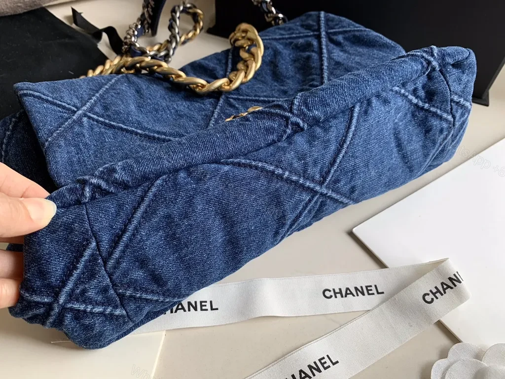 View 9 of Denim Velvet Chanel-Inspired Shoulder Bag: Modern Luxury