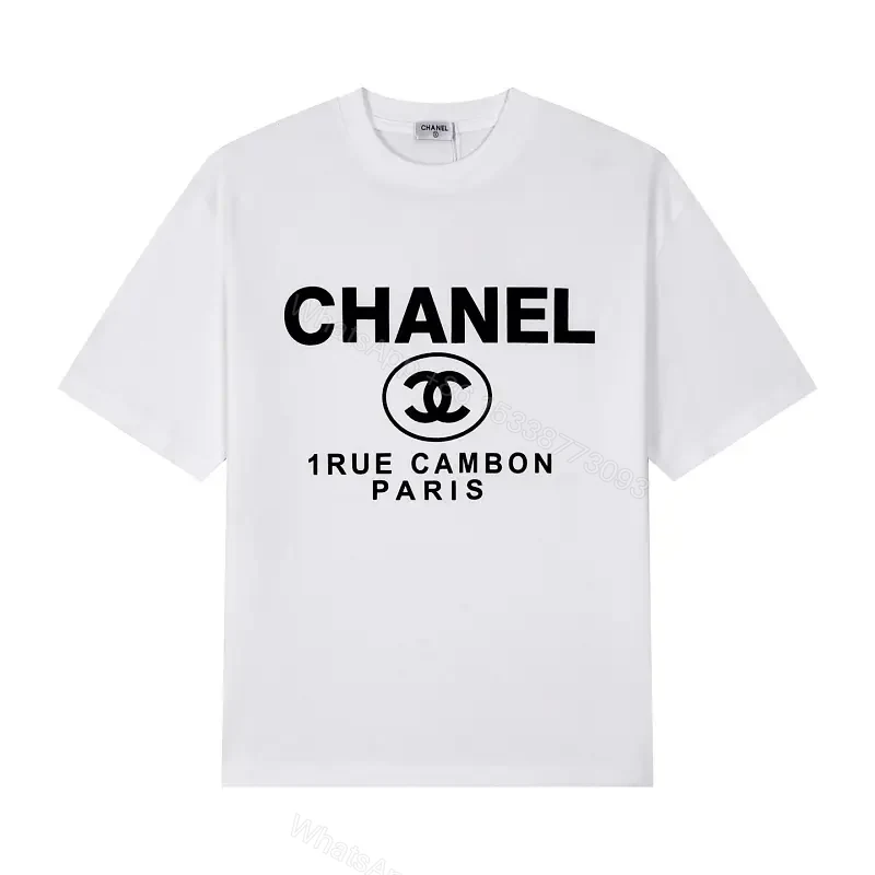 Bold Cotton Tee + Logo Graphic + Casual Luxe + CHANEL-inspired Front Script + T-Shirt — view 1