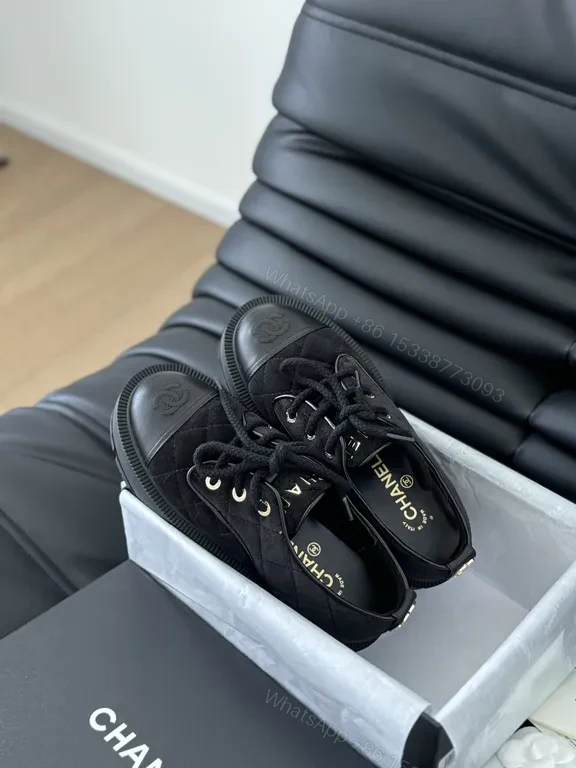 View 4 of Chanel-Inspired Black Knit Low-Top Sneakers: All-Day Comfort