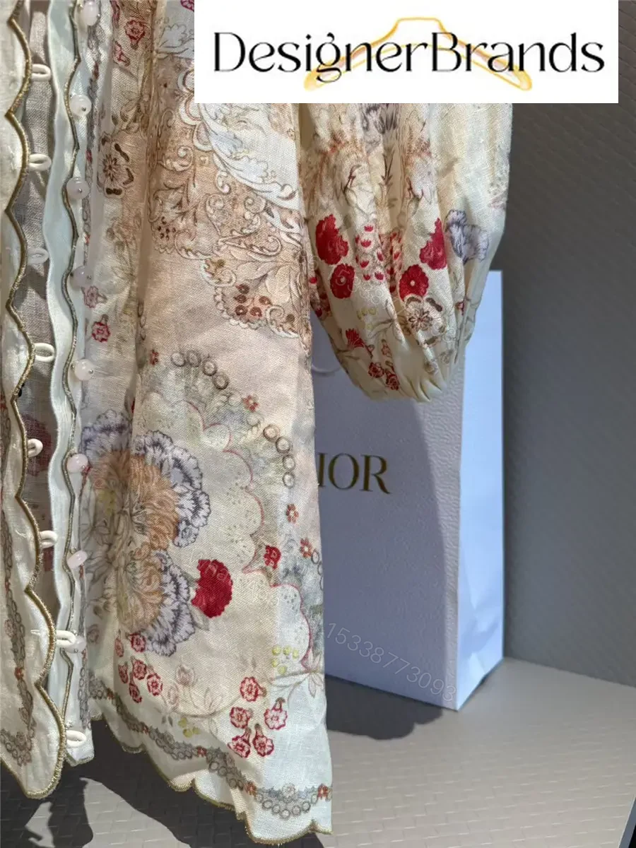 View 6 of Zimmermann Daylight Embroidered Floral-Print Linen Mini Dress
