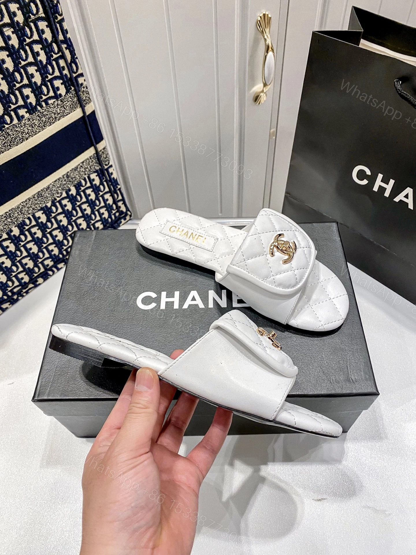 View 3 of Chanel White Slipper