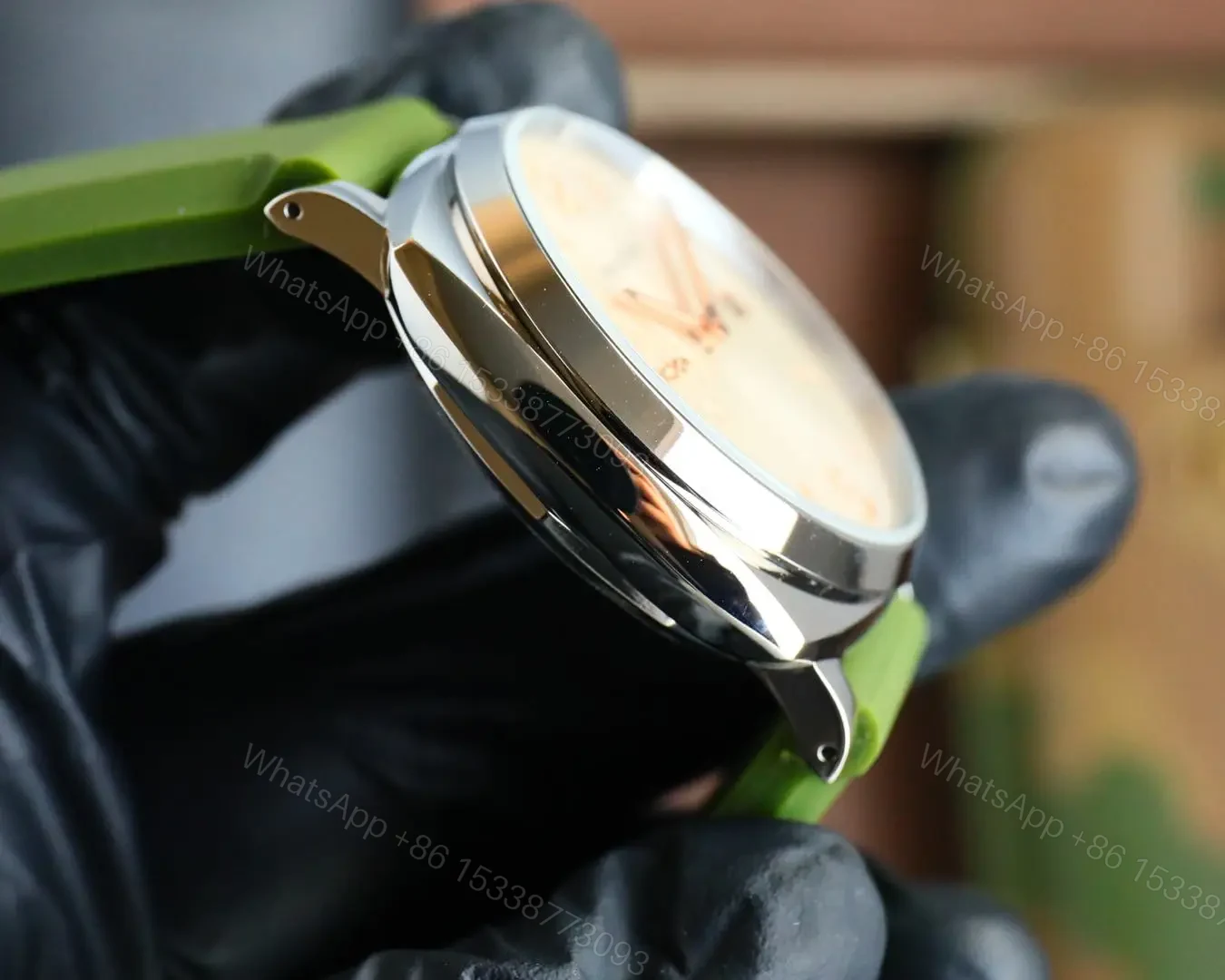 View 6 of Panerai Luminor Due Green Strap Watch White Dial Ultimate 42MM PAN-LD-WHT-GRN-RUB-42