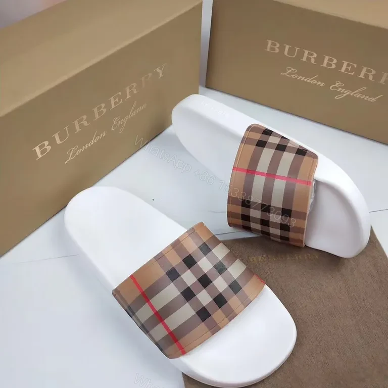 View 4 of Iconic Burberry Check Slides: Luxury Comfort Footbed