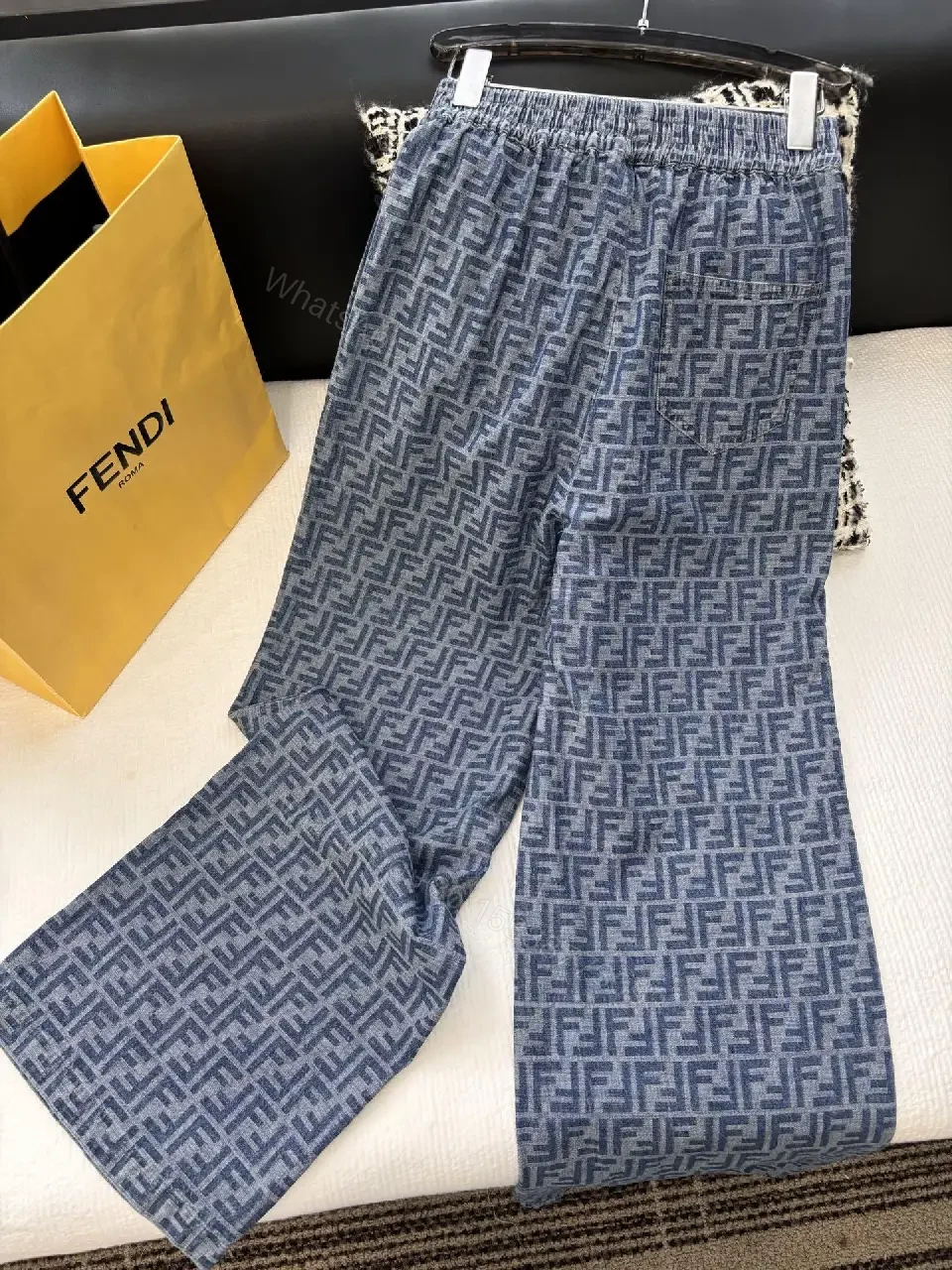 View 5 of Bold Monogram Trousers: Luxe Patterned Comfort Fit