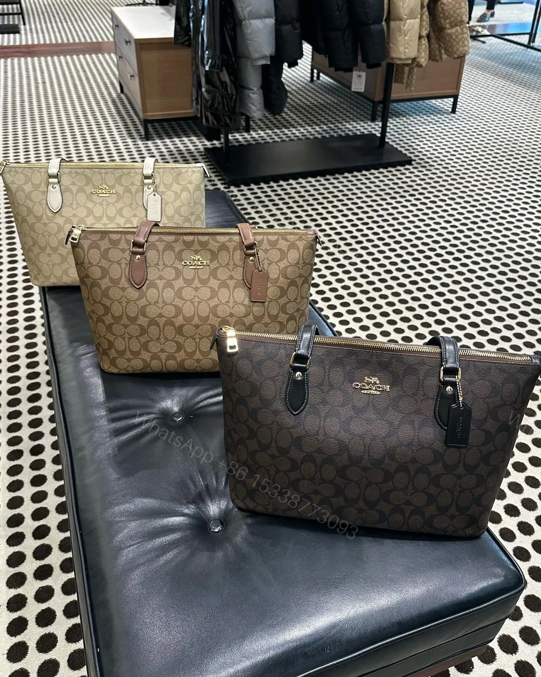 View 3 of Coach Signature City Top Zip Tote Bag First Copy | Premium Replica Designer Handbag