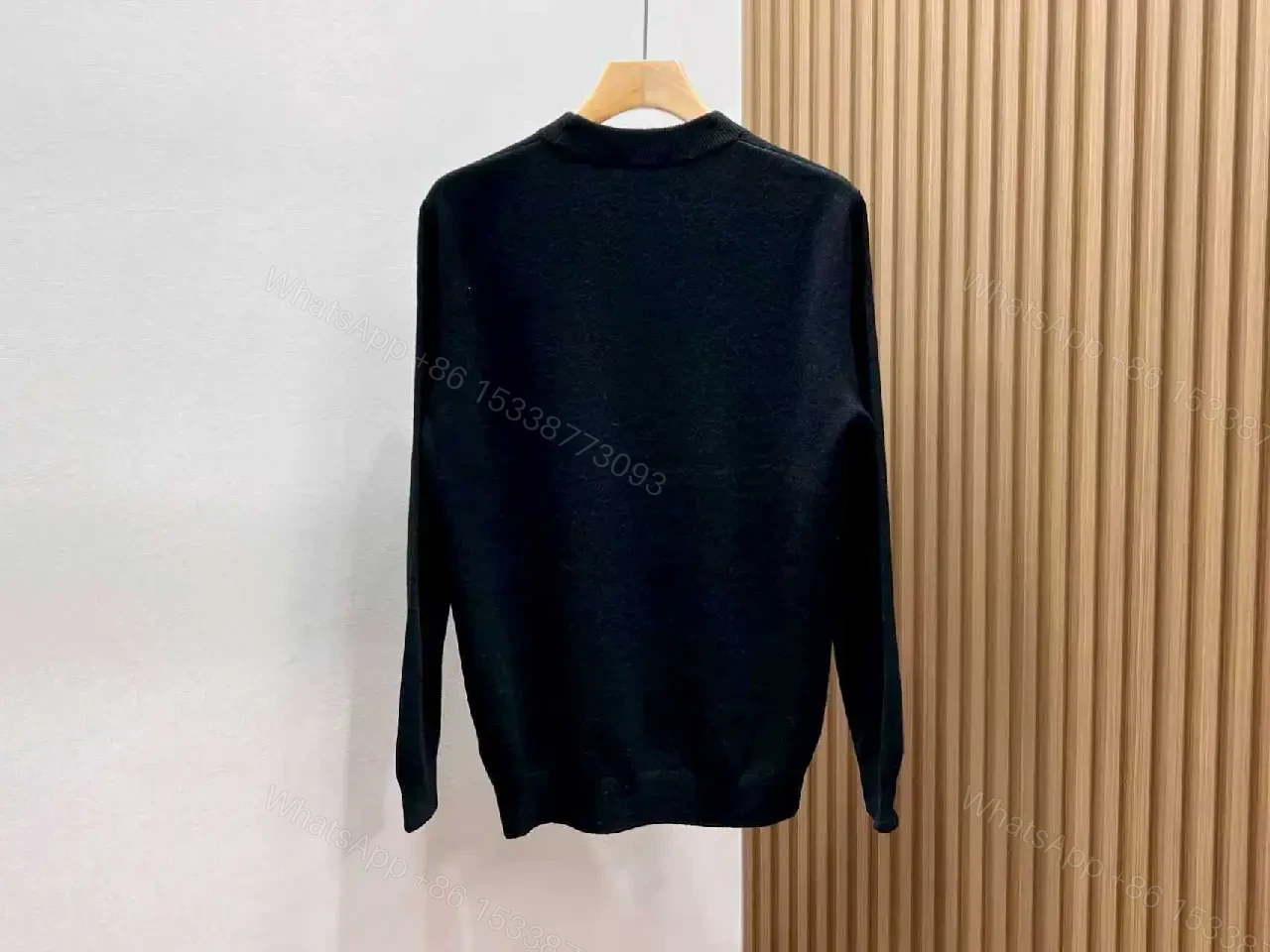 View 9 of Black Wool-Blend Knit, Subtle Logo, Premium Everydaywear