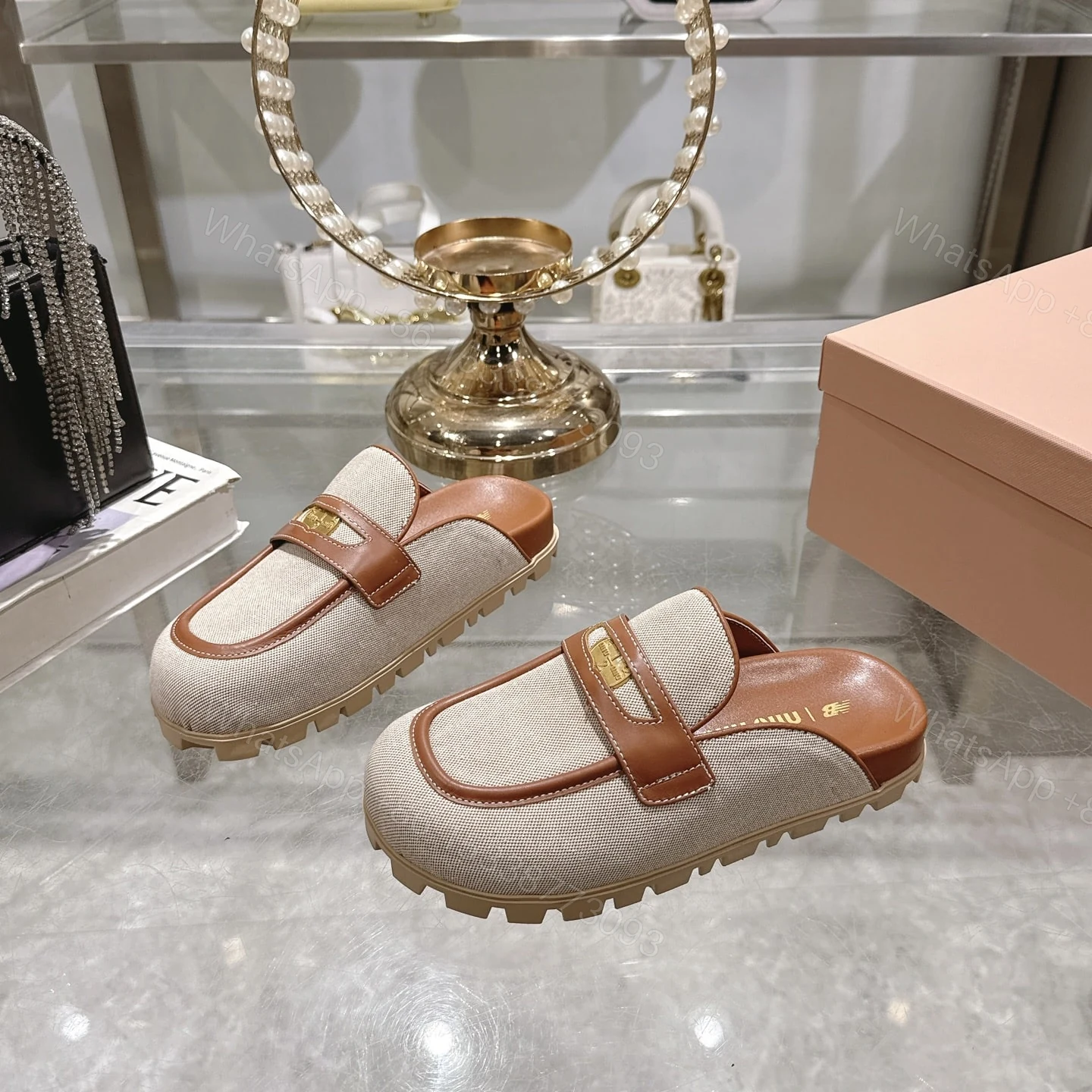 View 2 of MIUMIU CANVAS AND MULES BEIGE