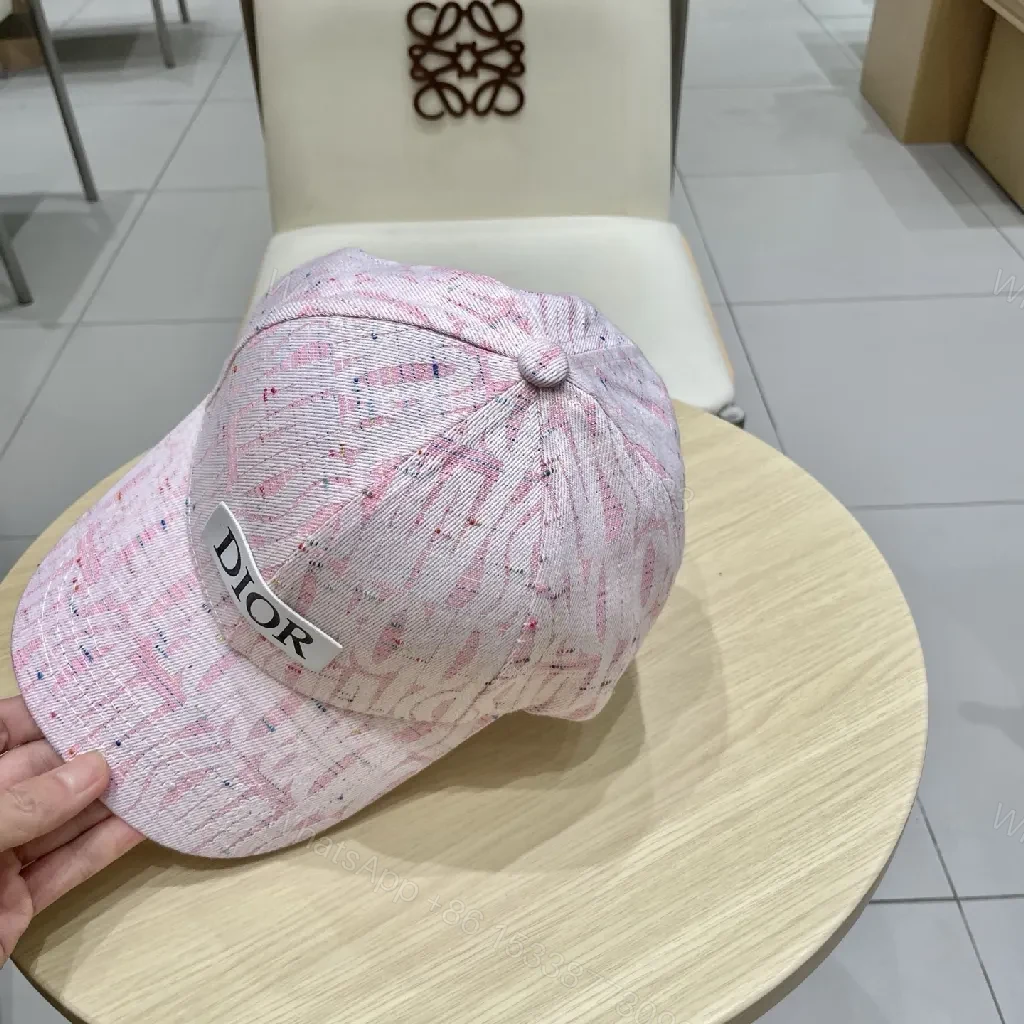 View 7 of Linen-Blend Cap: Pink Textured Knit, Dior-Inspired Patch, Soft Crown