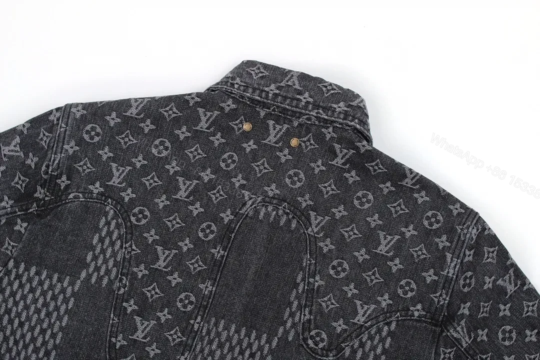 View 6 of Monogram Patchwork Denim Jacket: Modern Texture & Signature Detail