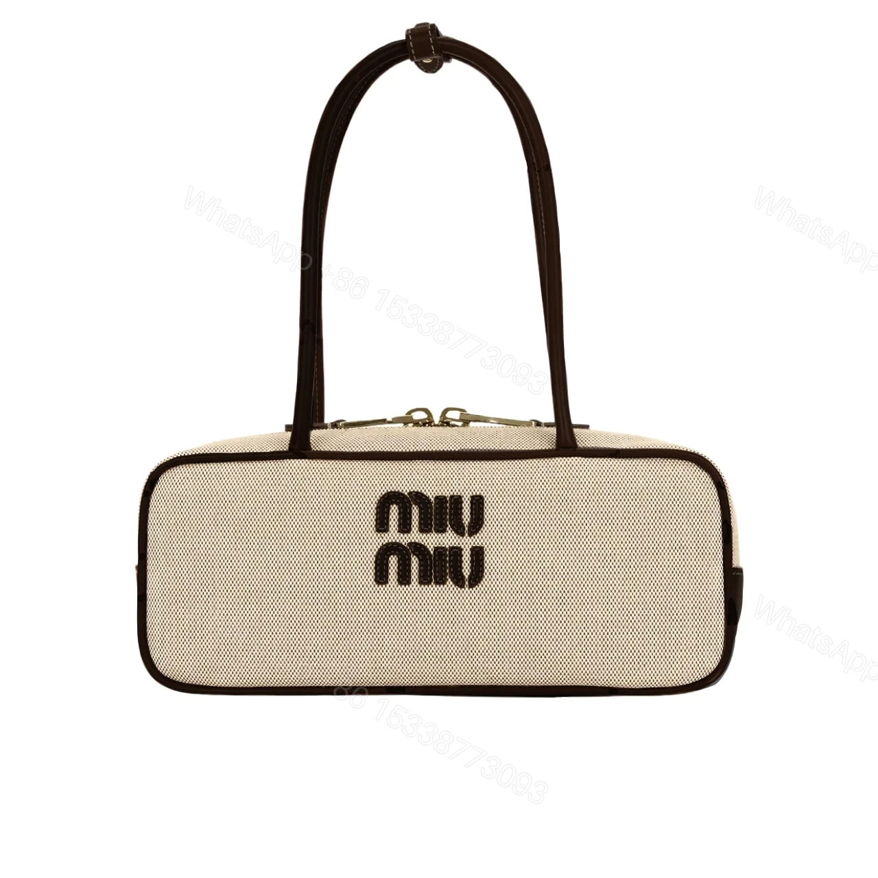 MIUMIU WOMEN’S CANVAS AND BAG BLACK 27CM — view 1