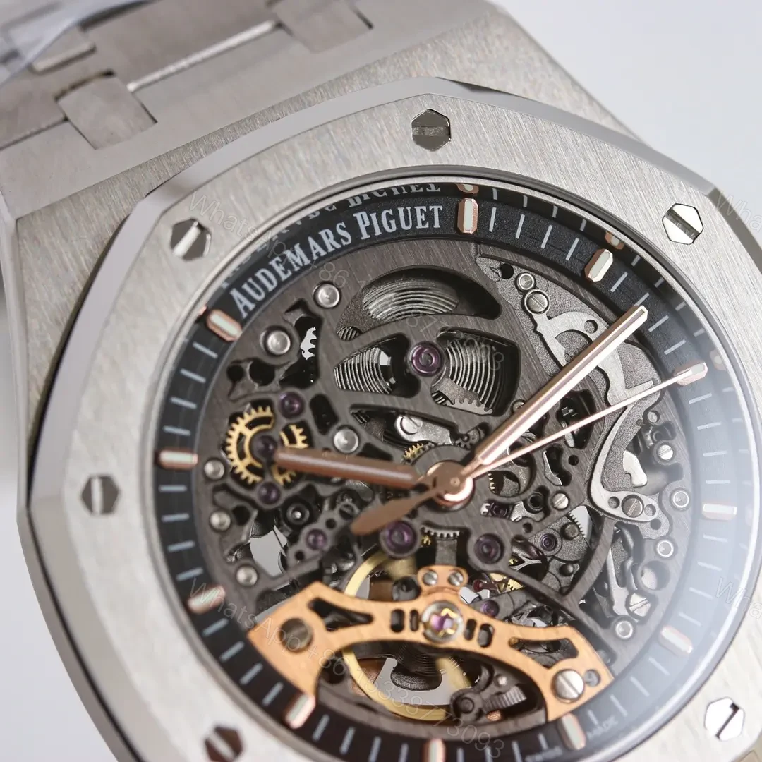 View 4 of JF Factory Audemars Piguet Royal Oak Offshore 15407ST.OO.1220ST.01 Men’s Mechanical Watch – Silver with Rose Gold Accents, Skeleton Dial, 41mm