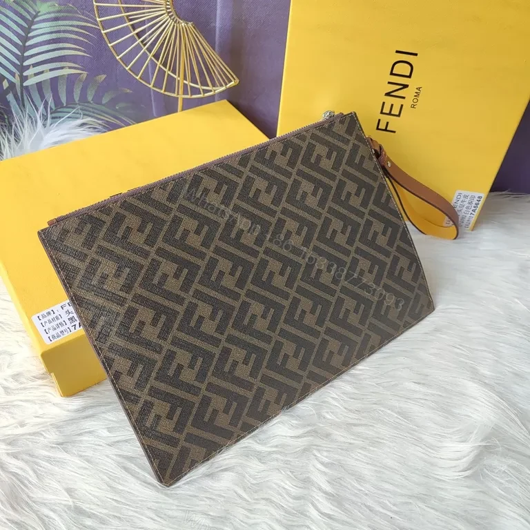 View 9 of Monogrammed Leather Carryall: Luxury Clutch with Fendi Signature