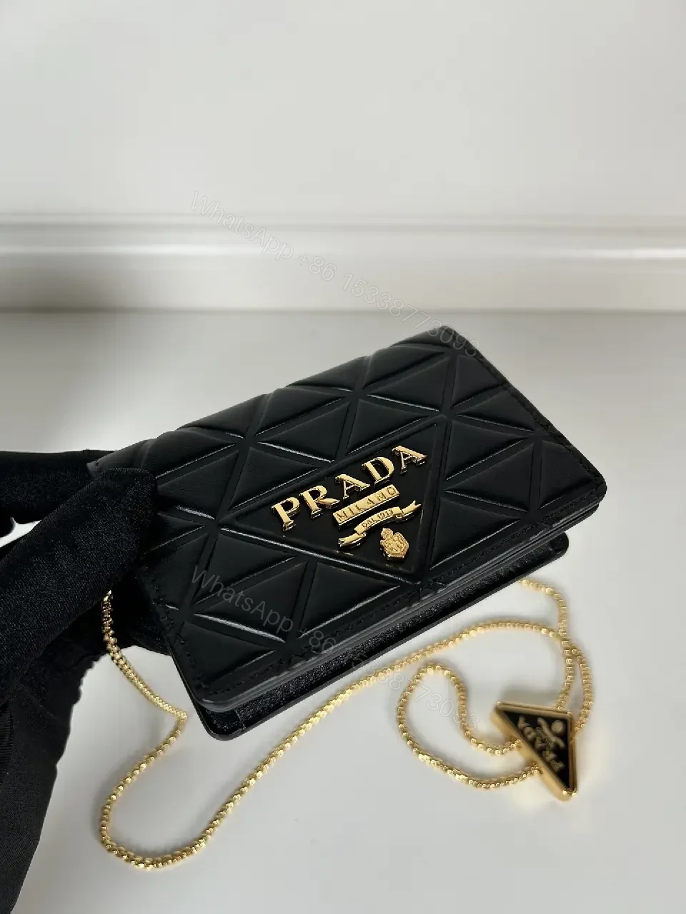 View 6 of Compact Quilted Crossbody – Modern Luxe, Gold Chain Bag