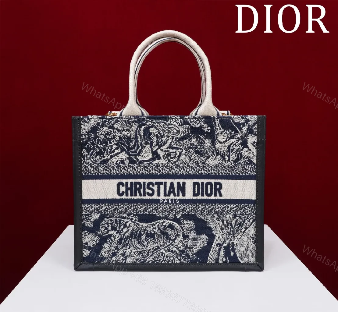View 7 of Patterned Canvas Handbag: Navy & White, Designer-Inspired Crossbody Tote