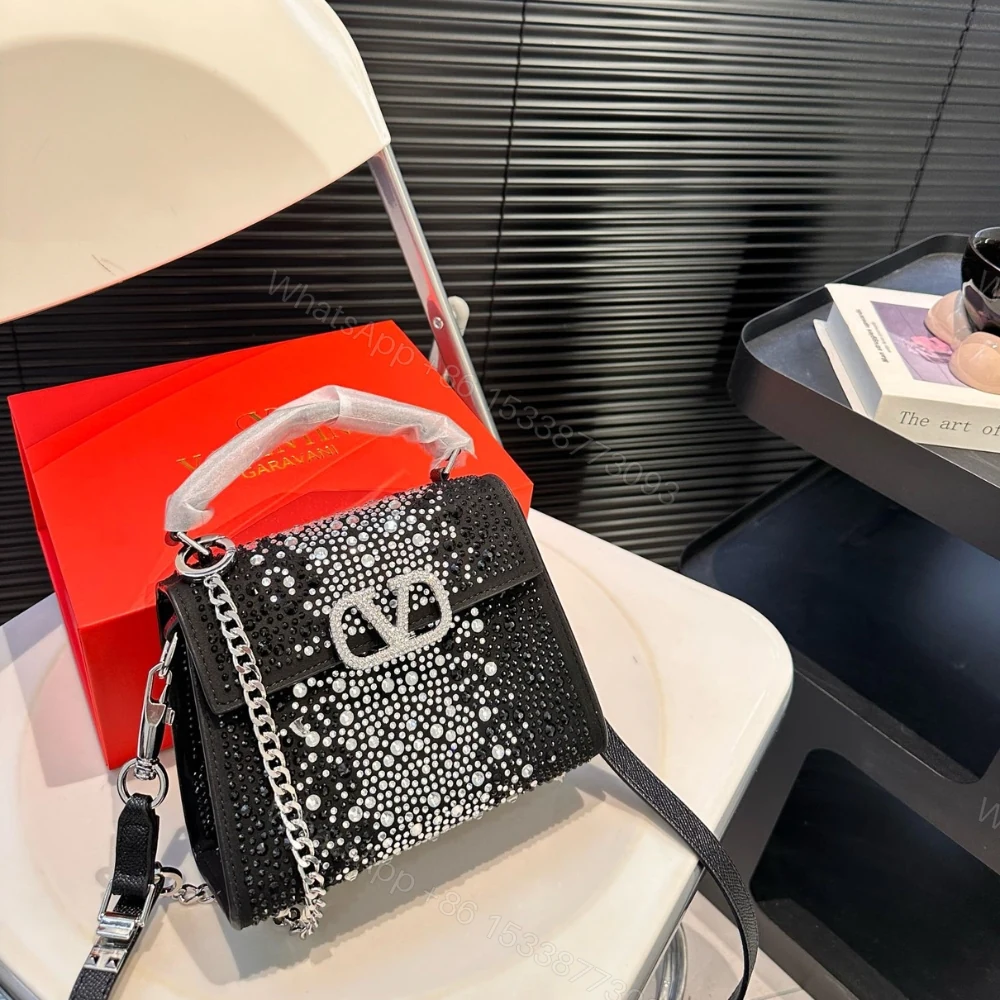 View 2 of VALENTINO GARAVANI VSLING CRYSTAL EMBELLISHED BAG IN BLACK 19CM