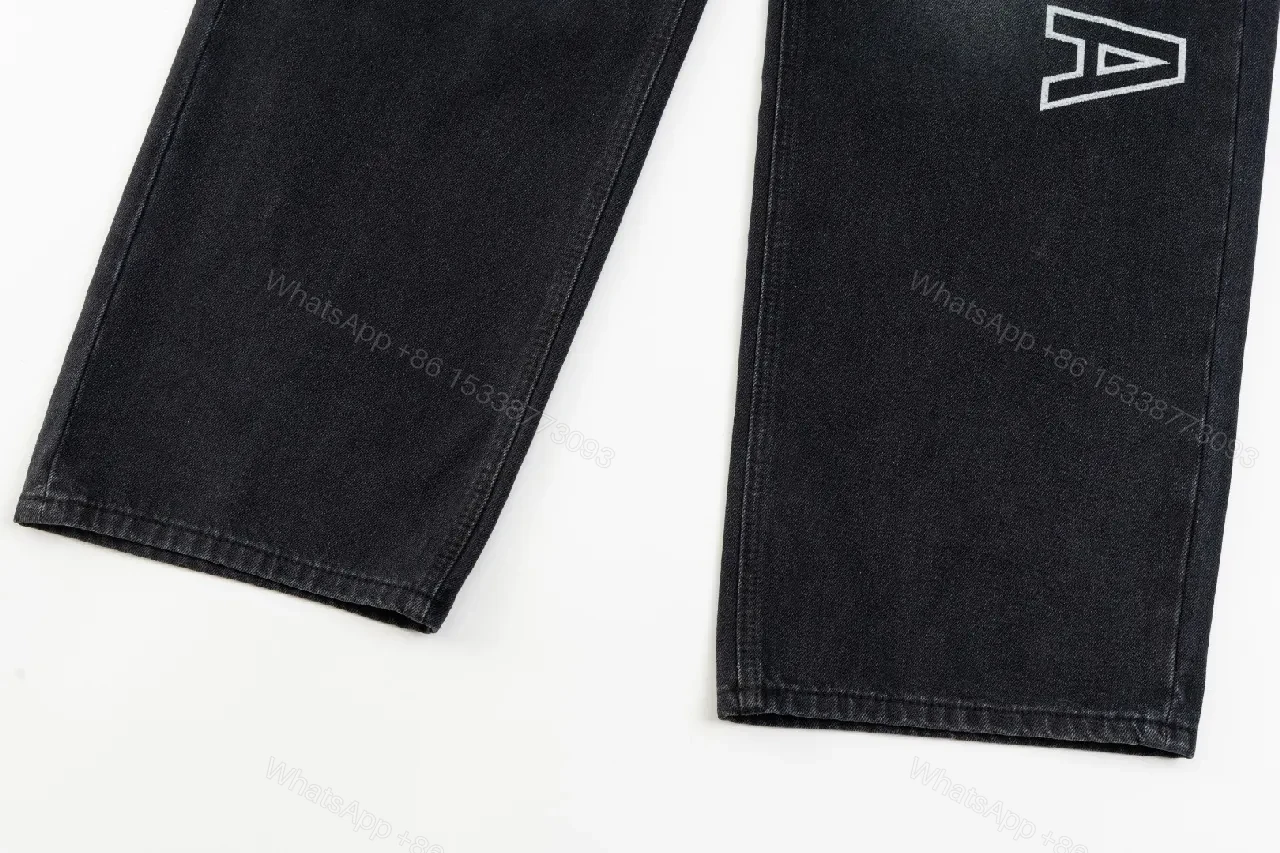 View 5 of Bold Denim Wide-Leg Jeans: Bold Lettering, Street-Ready Style