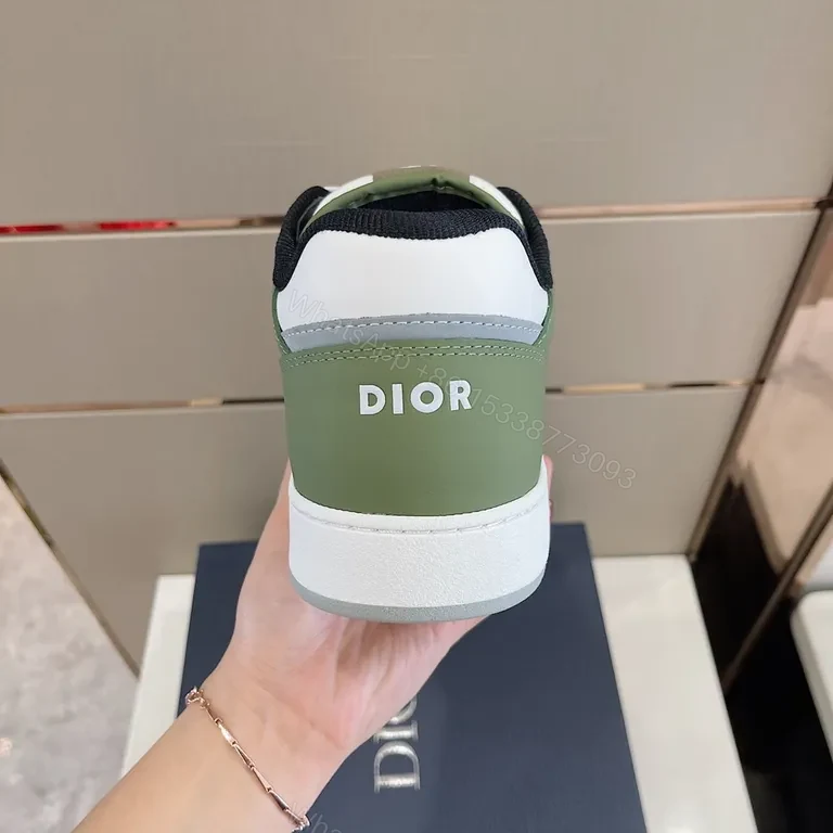 View 9 of Olive White Luxe Low-Top Sneaker with Signature Panel