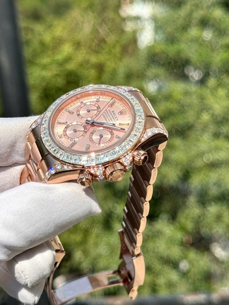 View 2 of Rolex Daytona 126595TBR 40mm Gold Wrapped & Moissanite Diamonds Super Clone