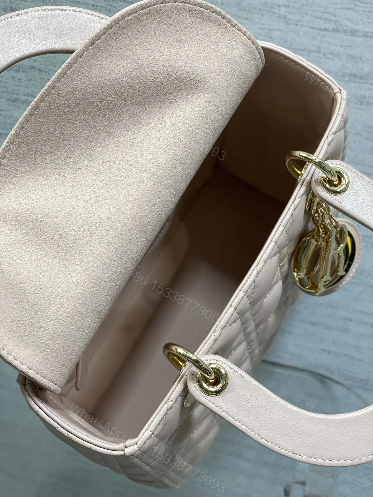 View 5 of DIOR MEDIUM LADY BAG 24 IN PINK CALFSKIN GOLD HARDWARE