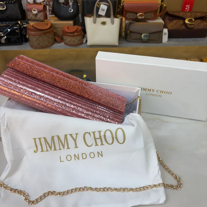 View 6 of FIRST COPY JIMMY CHOO ROSE GLITTER WEATIE CLUTCH HANDBAG