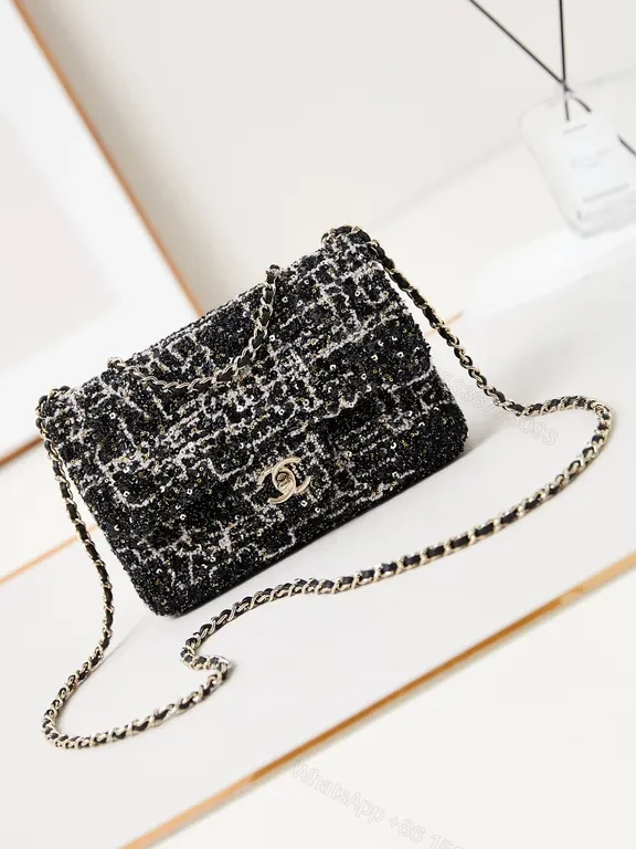 Chanel-Inspired Black Tweed Mini Shoulder Bag: Luxe, Compact — view 1
