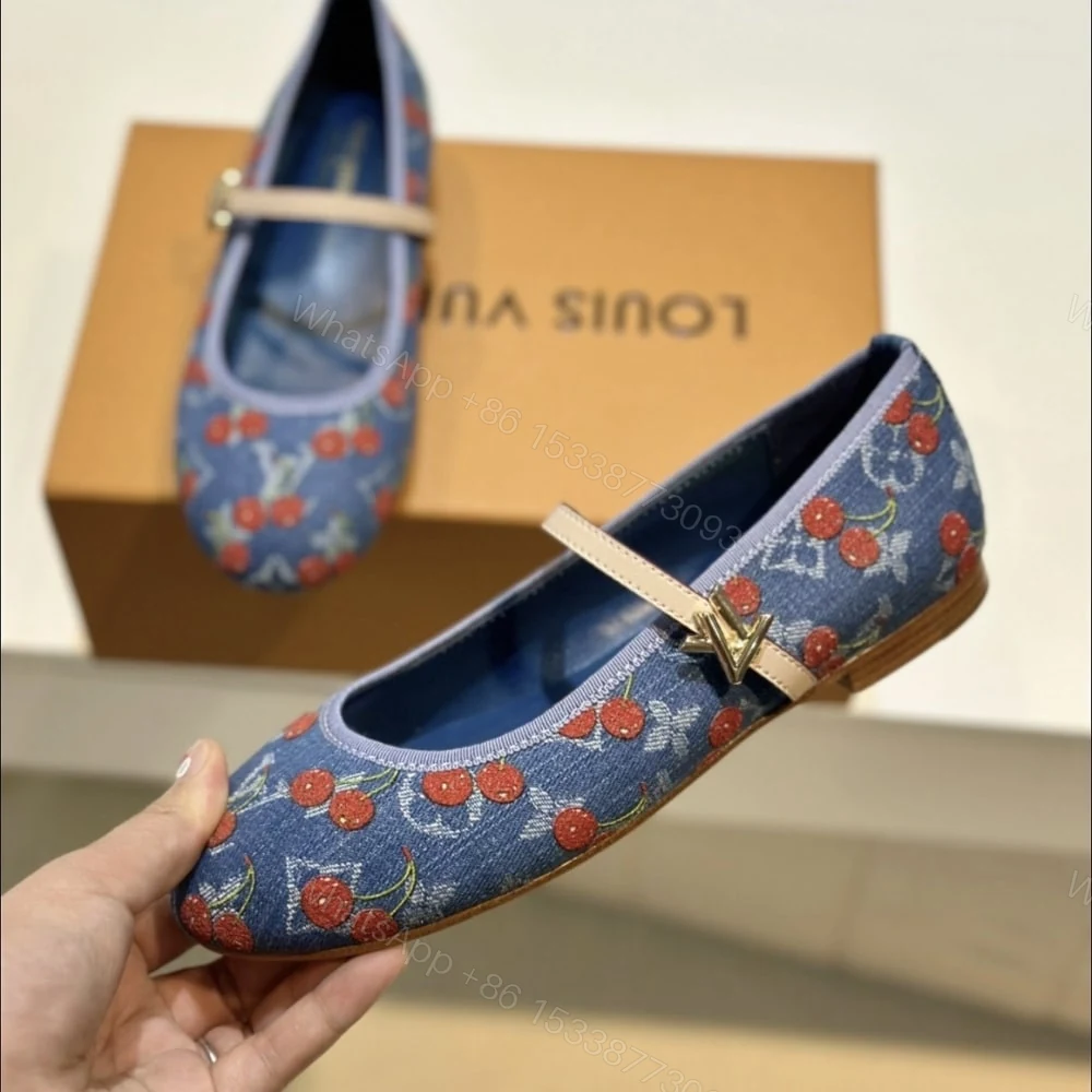 View 3 of LOUIS VUITTON X TAKASHI MURAKAMI ROMY FLAT BALLERINA MONOGRAM CHERRY DENIM 1AHKOV