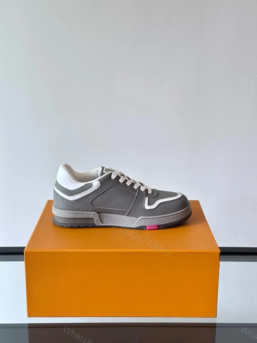 View 6 of LV Men Grey White Leather Sneakers