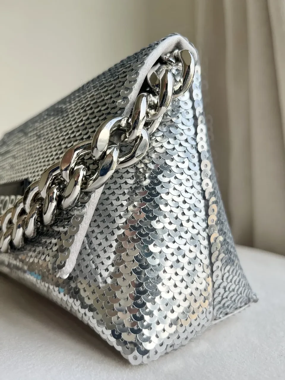 View 3 of Chic Metallic Crossbody Clutch: Bold Chain Luxury