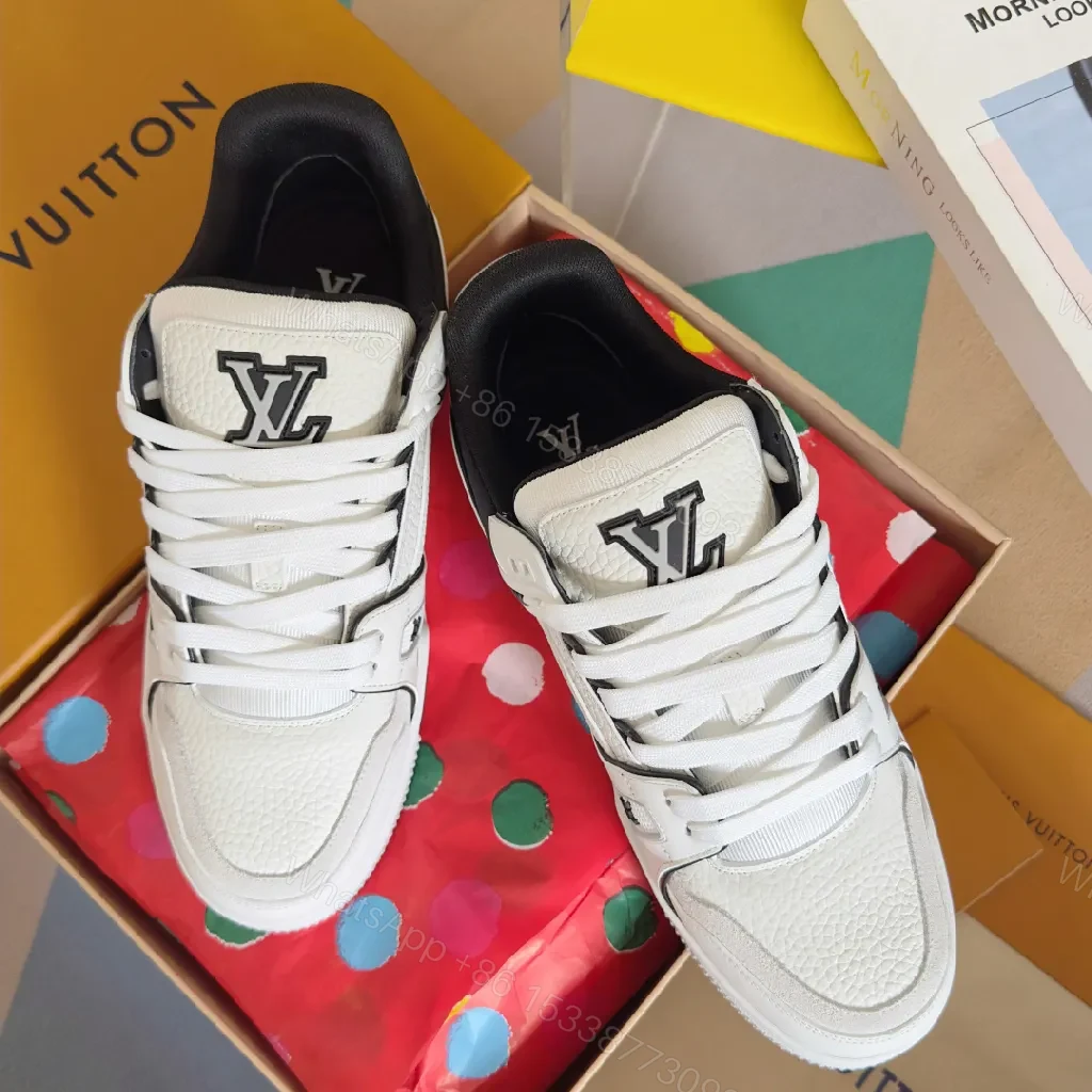 View 8 of Bold White & Black Luxe Detail Sneakers, All-Day Comfort