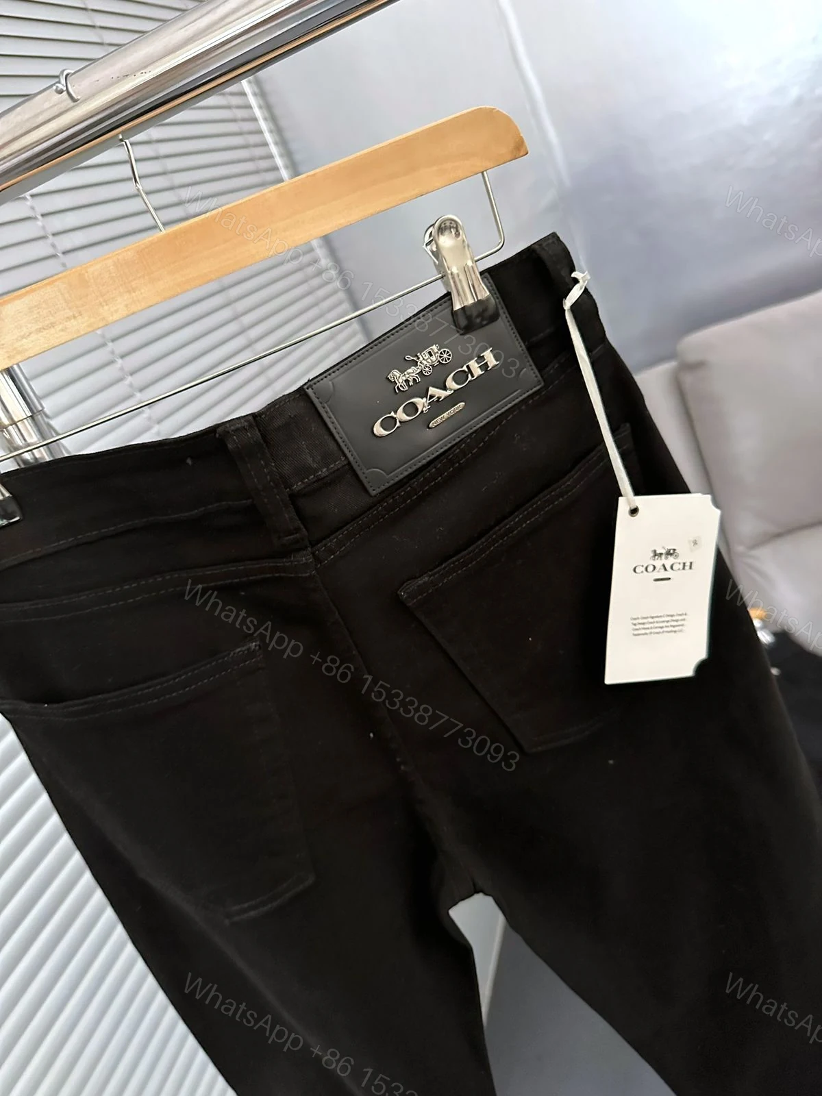 View 2 of Coach Current Store Exclusive Black Denim Straight Fit First Copy | AAA+ Replica