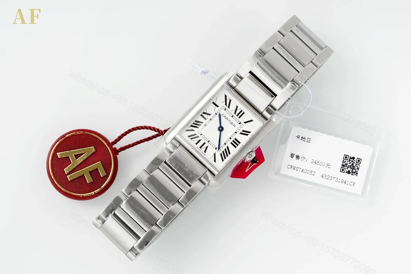 View 4 of TW Factory Cartier Tank Solo Stainless Steel Quartz Watch – Silver Dial, Blue Hands, 34.8 x 24mm