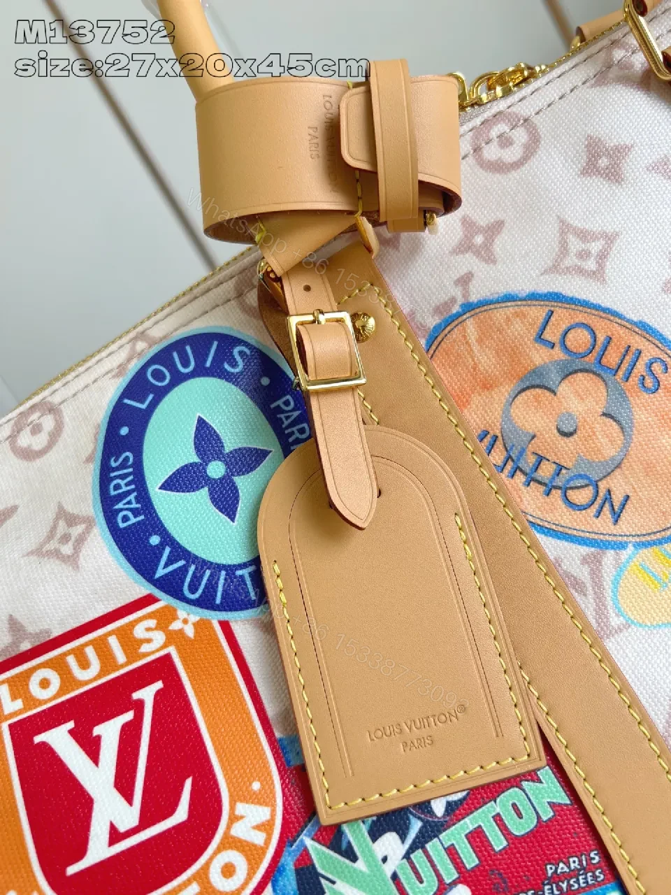 View 5 of Patchwork LV-Inspired Travel Satchel - Bold, Luxe, Durable