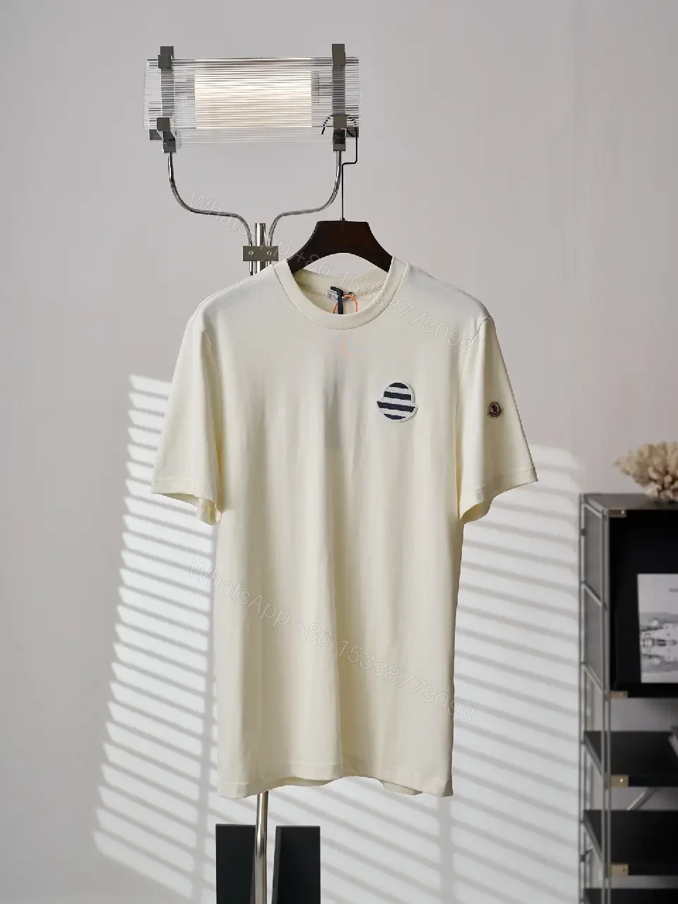 View 7 of Off-White Cream Short-Sleeve Crew Neck T-Shirt with Patch Feature