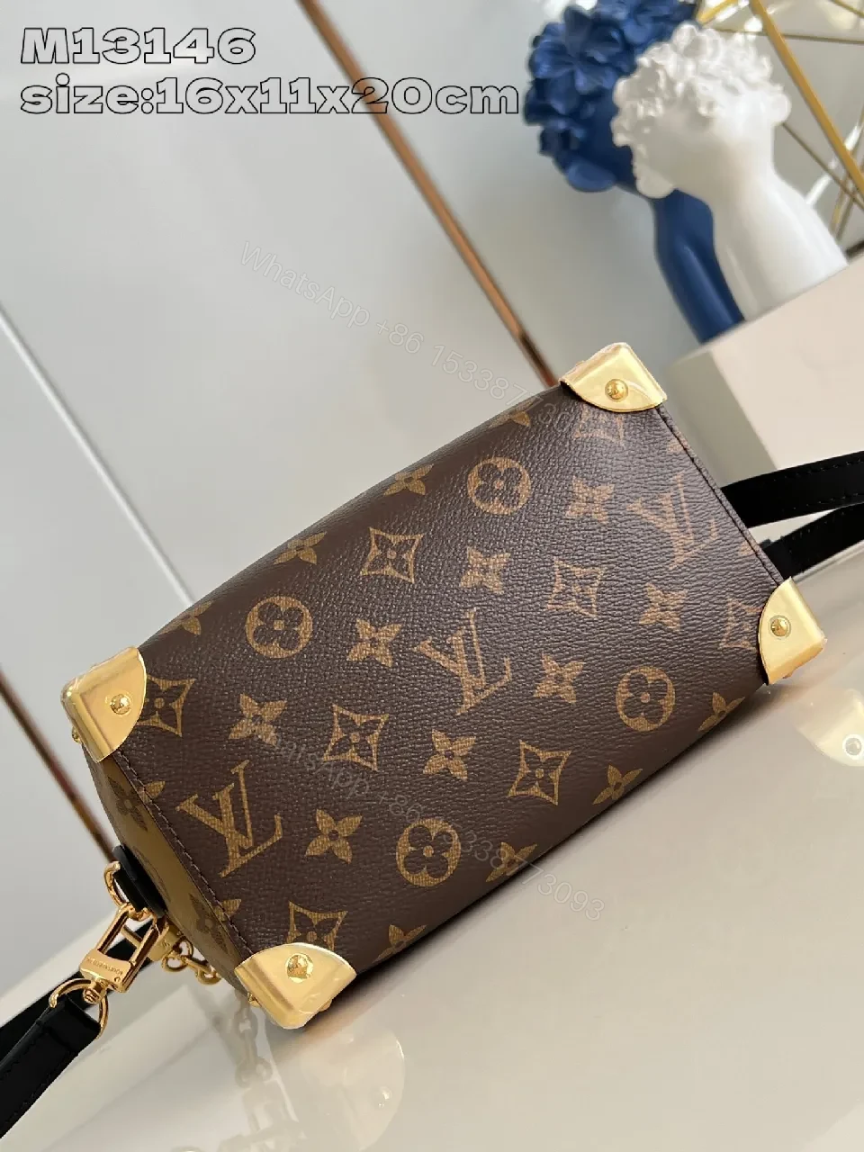 View 3 of Lux Monogram Satchel: Structured Leather-Trim Carryall