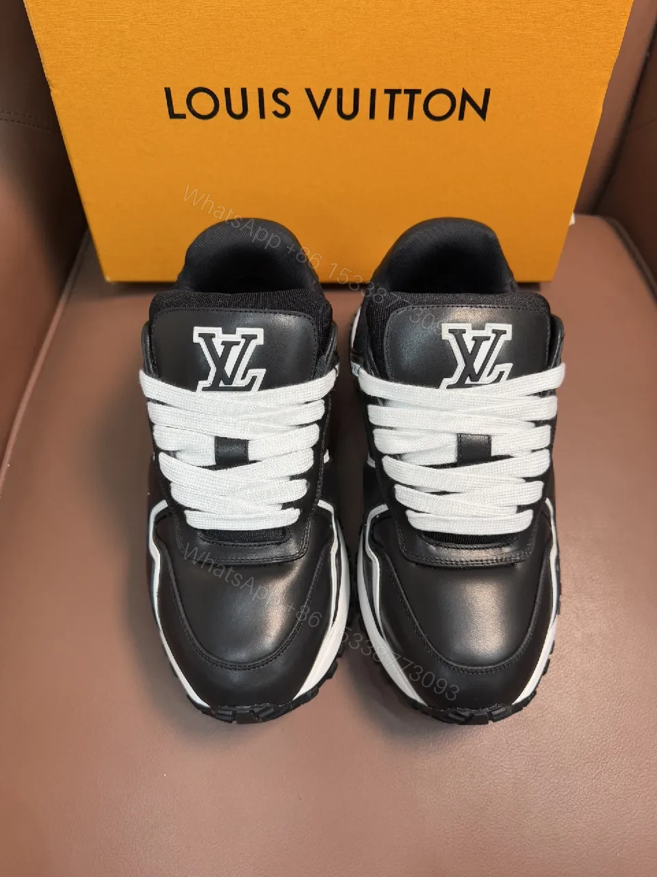 View 9 of Bold Contrast Leather Sneakers - High-Top Luxury Comfort
