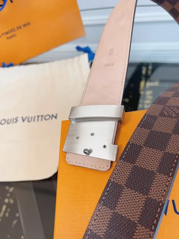 View 7 of Damier Canvas LV Belt: Classic Signature Hardware Belt