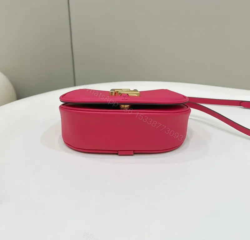 View 6 of Vivid Pink Crossbody Bag: Gold Accent, Luxe Leather, Compact