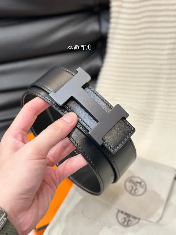 View 4 of Bold Leather Belt â€” 38mm Reversible, Constance Buckle, Full-Grain Leather