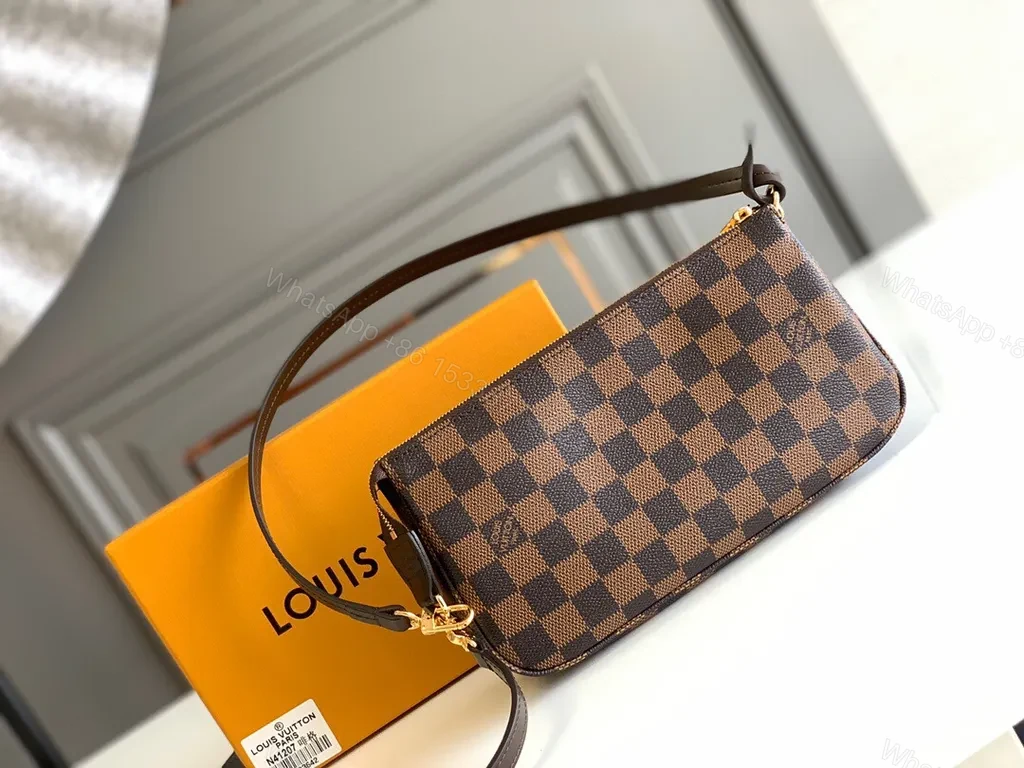 View 3 of Damier Ebony Chic: Compact LV-Style Shoulder Bag, Crossbody