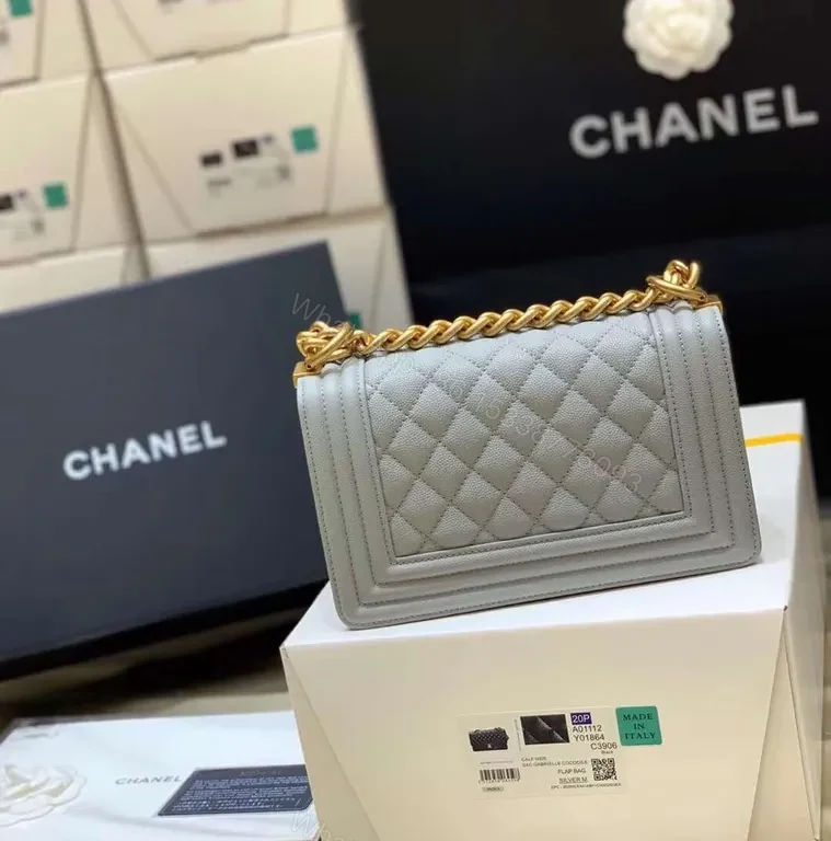 View 6 of Chic Gray Quilted Flap Bag with Gold Chain - Luxury